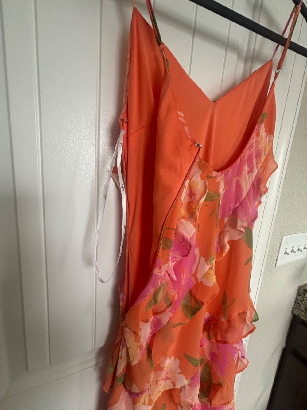 Lulus Zarina Orange Multi Floral Ruffled Maxi Dress - Size M - Picture 6 of 6